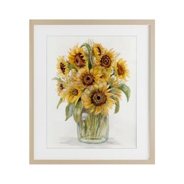 Imagem de Stupell Industries Buquê de girassol em aquarelas impressão emoldurada preta sob vidro, design de Patti Bishop, 53 x 43 cm