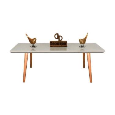 Imagem de Mesa De Centro Retangular Com Vidro 80x50 Off White