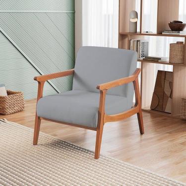 Imagem de Poltrona para Sala de Estar Tecido Linho Olívia Cinza