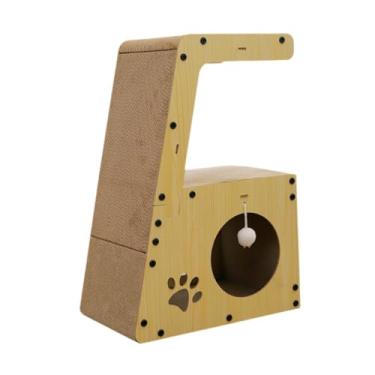 Imagem de Generic Arranhador de papelão para gatos, arranhador multifuncional para gatinhos, ideal para uso interno, para afiar as garras, com Bola Pendurada
