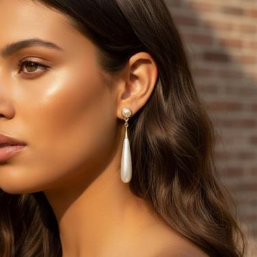 Imagem de 1 par de brincos elegantes de pérolas em gota d'água para mulheres, joias finas, decoração de encontros para formatura