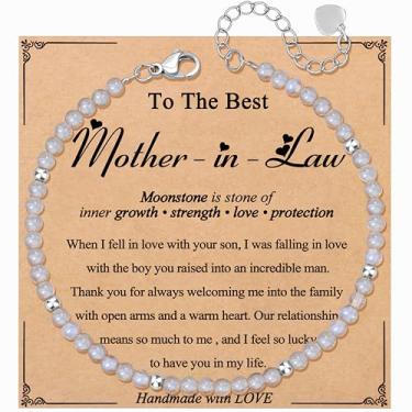 Imagem de JoycuFF Presente exclusivo de amizade para aniversário de melhor amiga, melhor amigo, colega de trabalho, presentes de Natal, pulseiras com contas de pedra da lua para mulheres, joias inspiradoras