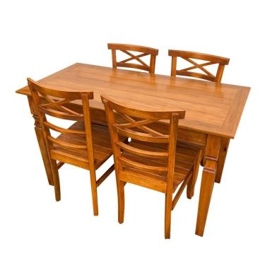 Imagem de Mesa De Jantar Madeira De Demolição 1.40 X 0.70 Com 04 Cadeiras Abc Sudeste Rústico