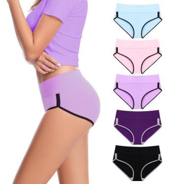Imagem de Cuecas íntimas femininas CAILECOTTON, pacote com 5 cuecas de algodão p