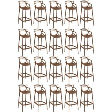 Imagem de Kit 20 Banquetas Allegra Com Encosto Design Cozinha/bancada - Marrom