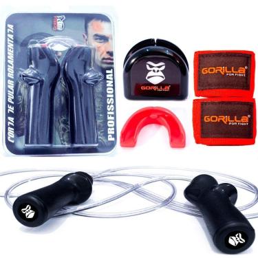 Imagem de Kit Boxe Bandagem Elástica 3 Mts + Corda De Pular PRO P + Protetor Bucal Moldável Capin...