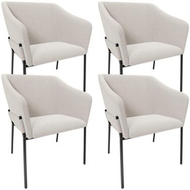 Imagem de Kit 4 Cadeiras Para Sala De Jantar Estar Living Olívia L02 Bouclê Cru - Lyam Decor