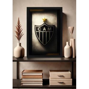 Imagem de Quadro Atlético Mineiro CAM com Vidro e Moldura Preta Tamanho:21cm x 3