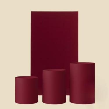 Imagem de Kit Capa De Painel Romano Liso Retângulo Dupla Face Duas Cores E Trio Cilindros De Malha Gel Premium(Vinho)