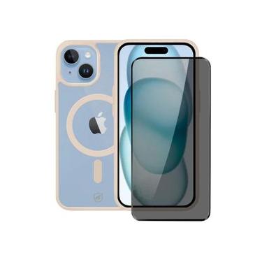 Imagem de Kit Capa Magsafe Rosa e Pelicula Defender Pro Privacidade para iPhone 15 - Gshield