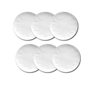 Imagem de Conjunto de Pratos Rasos Germer Orgânico em Porcelana Branco – 6 Peças