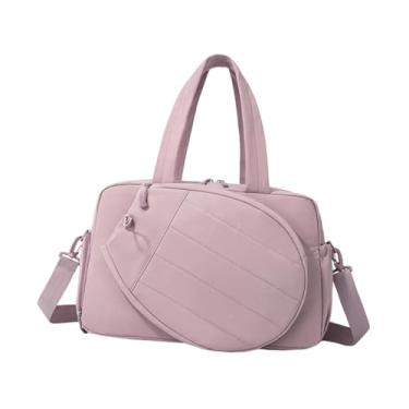 Imagem de Dynwave Bolsa para raquete de tênis com compartimento para sapatos, à água, ideal para viagens curtas de fim de semana, para homens e mulheres, Rosa