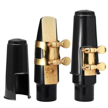 Imagem de Jersvimc Kit de bocal de clarinete de 2 peças - dourado, bocal de saxofone com palheta de clarinete de ligadura para instrumento musical