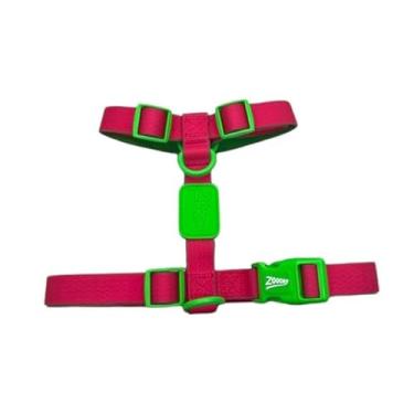 Imagem de Peitoral Acqua Wave para Cães, Resistente à Água, Design em H, Poliéster com Borracha, Tamanho G, Rosa com Verde, Ajustável, para Passeios
