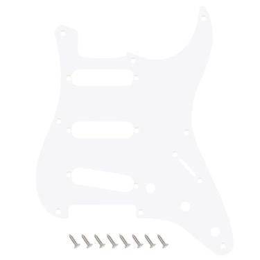 Imagem de Banworks Vintage Original 56s-59s' 8-Hole Strat Pickguard 1,5 mm/0,059 pol. Borda reta 1 dobra ST SSS Placa para arranhão estilo vintage EUA/México padrão Stratocaster JT/HB-21 Branco