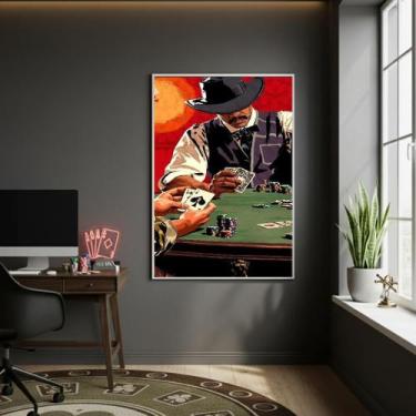 Imagem de Quadro Noite De Poker 70X50Cm Mold Preta - Quadros On-Line