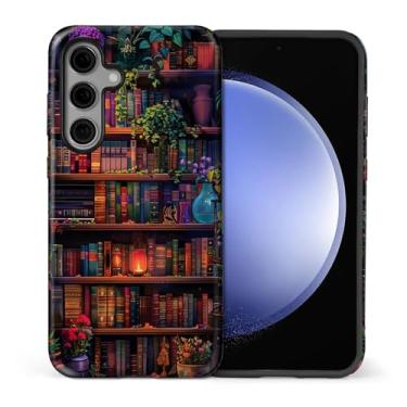 Imagem de CARLOCA Capa para Samsung Galaxy S25 FE, design de flores de parede de livro colorido - proteção dupla híbrida TPU macio + PC rígido, capa antiarranhões à prova de choque masculina e feminina elegante