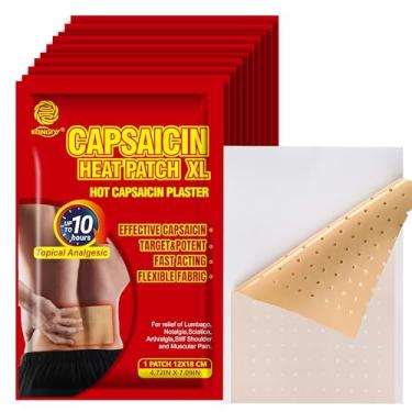 Imagem de 20 adesivos de alívio de calor de capsaicina, adesivos de gesso de capsicum de força extra de 12 x 18 cm para costas, pescoço, ombro e joelho