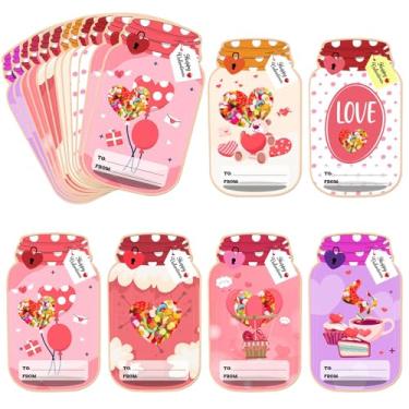Imagem de Whiosyrt Cartões de Dia dos Namorados para Crianças - Pacote com 50 Cartões de Doces de Feliz Dia dos Namorados - Presentes de Dia dos Namorados Divertidos DIY para Sala de Aula Meninos Meninas