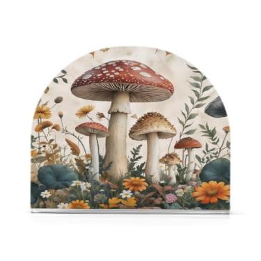 Imagem de Qilmy Porta-guardanapos acrílico Mushroom World, porta-guardanapos de coquetel de plástico transparente para mesas de restaurante de cozinha, 2 peças