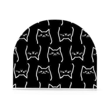 Imagem de Qilmy Porta-guardanapos acrílico gato preto, suporte de guardanapo de coquetel de plástico transparente para mesas de restaurante de cozinha, 1 peça