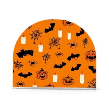 Imagem de JUZIHAI Abóboras de Halloween Porta-guardanapos para mesa Dispensador de guardanapo de acrílico para mesa Suporte de lenços independente para cozinha sala de jantar bar festa decoração de casa