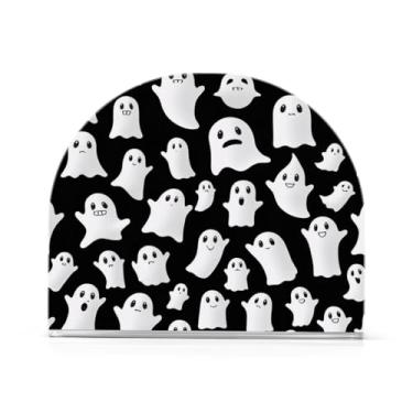 Imagem de JUZIHAI Porta-guardanapos de Halloween engraçados fantasmas para mesa dispensador de guardanapos de acrílico para mesa suporte de lenços independente para cozinha sala de jantar bar festa decoração de