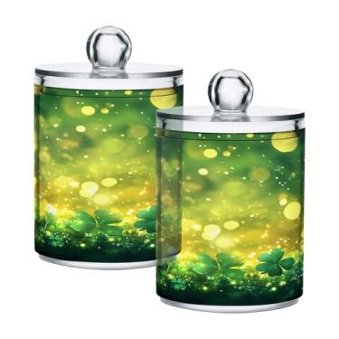 Imagem de Qilmy St Qtip Suporte com 2 unidades, frascos de boticário de 400 ml, vasilha organizadora de banheiro para cotonetes, bolas de algodão, almofadas de maquiagem, fio dental, sais de banho