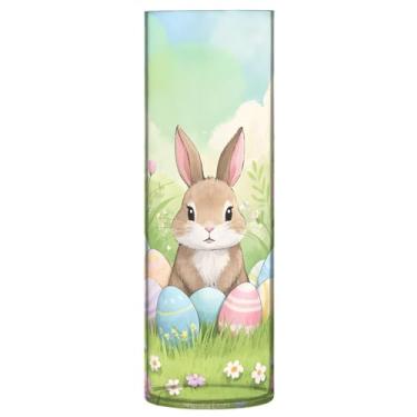 Imagem de JUZIHAI Vaso de coelho da Páscoa para flores 9,9 cm x 30 cm cilindro de plástico moderno vaso de flores para centro de mesa de casamento decoração de casa