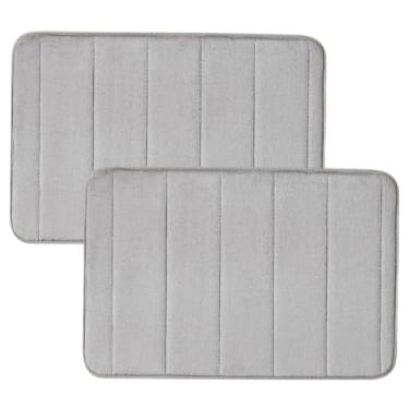 Imagem de Kit 2 Tapetes de Banheiro Antiderrapante Super Absorvente | Tapete Para Box e Lavabo | Emborrachado Macio | Secagem Rápida - LAUZANE SHOP (Cinza Claro)