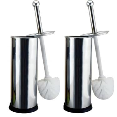 Imagem de Kit 2Escova Sanitária Premium para Banheiro Suporte em Aço Inox Cromado Anticorrosão Design Moderno e Ideal para Higienização do Vaso