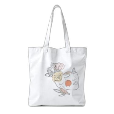 Imagem de Kit 10 Sacola Ecologica s Charmosas e Reutilizáveis 38x41,5cm Com Estampa de Rosto Feminino