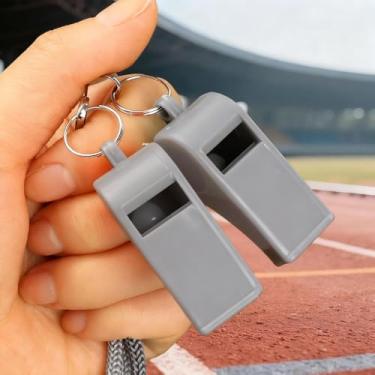 Imagem de Apito de árbitro de competições esportivas profissionais com cordão para uso ao ar livre alto decibel portátil apito de sinal de resgate (cinza)
