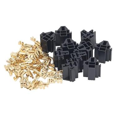 Imagem de Acouto Kit de Conector de relé de 10 Conjuntos - Suporte de Caixa de 5 Pinos Soquete 12V 30A 40A - Inclui Terminais 30pcs 10mm e 20pcs 6,3mm Fiação Ideal para Carro, Caminhão e Veículo