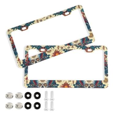 Imagem de SEHANY Molduras de placa de carro estilo gótico, moldura de placa de carro de alumínio à prova de ferrugem com furos e parafusos elípticos serve para veículos padrão dos EUA tamanho acessórios de