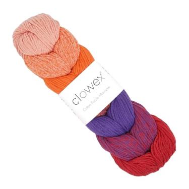 Imagem de Clowex Cordão de macramê de algodão trançado com 7 cores, fio de macramê artesanal variegado de 2,5 mm x 273 m, cordão de artesanato arco-íris, corda de macramê multicolorido para crochê e tricô (N2