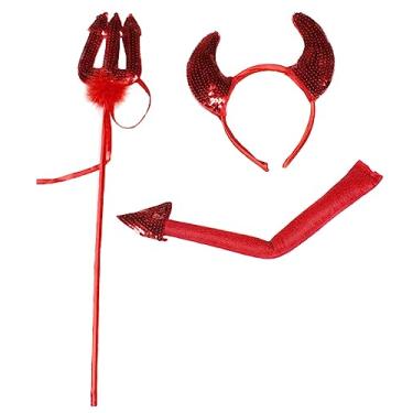 Imagem de Petitebella Red Sequins Devil Headband Tail Trident 3pc Children Costume (Red, One Size)