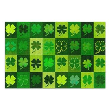 Imagem de Quebra-cabeças de trevos verdes quadrados trevos 500 peças adultos arte colorida arte divertida presentes para jogo de elefante branco, 50 x 35 centímetros