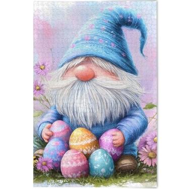 Imagem de Quebra-cabeça fofo de ovos coloridos de gnomo de páscoa, 500 peças para adultos, jogos engraçados, natureza, arte personalizada com pintura animal, 52 x 37,8 cm