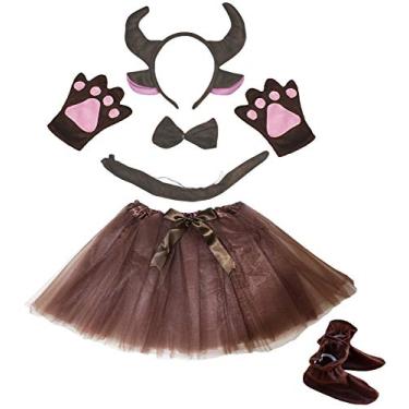 Imagem de Petitebella Bandana Buffalo marrom tutu 6 peças fantasia menina 1-5 anos (Marrom, 1-5 anos)