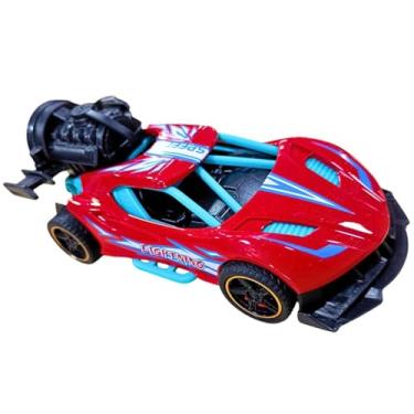 Imagem de Carrinho de Corrida Esportivo miniatura solta Fumaça Vapor e Luz LED, Fricção, Metal, Efeito Foguete, (Vermelho)