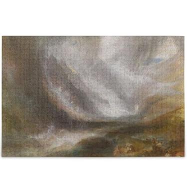 Imagem de J. M. W. Turner Valley Snowstorm Avalanche Pintura Quebra-cabeça para adultos 500 peças jogo engraçado paisagem cena quebra-cabeça personalizado brinquedo jogo de arte, 52 cm x 37,8 cm