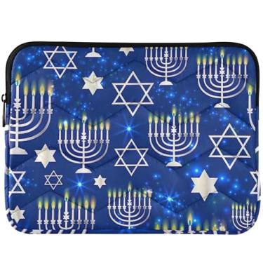 Imagem de Capa para laptop azul Holiday Candle Capa acolchoada para notebook durável capa universal para laptop de 13 polegadas 14