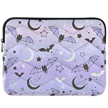 Imagem de Capa acolchoada para notebook com estampa roxa de morcegos fofos, capas e capas para notebook universais de 13 a 14 polegadas