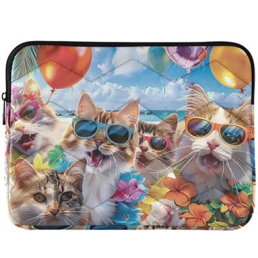 Imagem de Capas divertidas para laptop com gatos sorridentes para Macbook Pro, capa protetora de 14 polegadas, capa para notebook universal de 33 a 35 cm
