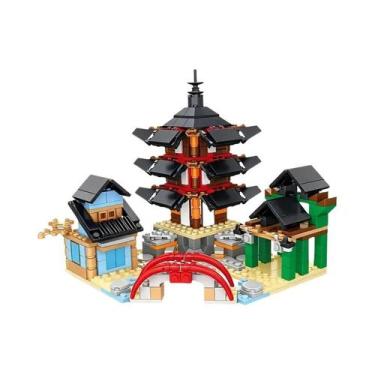 Imagem de Conjunto De Blocos De Montar Modelo Templo Para Crianças Com 6 Mini Fi