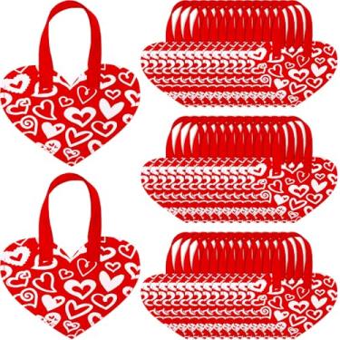 Imagem de Wesnoy 36 peças de sacos de dia dos namorados para presente de doces de coração vermelho, saco não tecido, saco vermelho para festas dos namorados, celebrações 24 x 18 cm