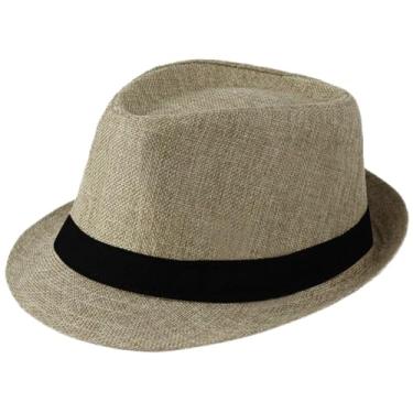 Imagem de GWWZHI 20 Pcs Fedora Hats Bulk Wedding Panama Hats Short Brim Hats 1920s Ganster Hats Caps Men Women Party Costume, Circumference 58 cm (Creamy-Beige)