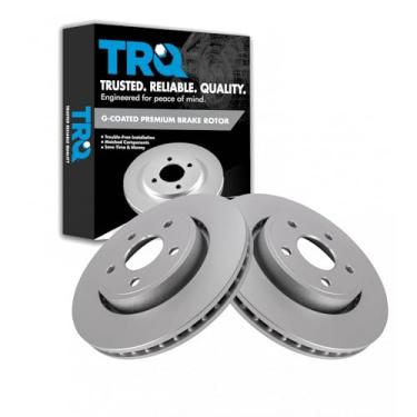Imagem de TRQ Conjunto de rotores de freio dianteiro compatível com Jeep Commander 05-10 06-10 Jeep Grand Cherokee