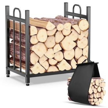 Imagem de YENGOTH Suporte para lenha, suporte de lenha com bolsa de transporte, rack de armazenamento de lenha para organização e armazenamento de troncos internos e externos